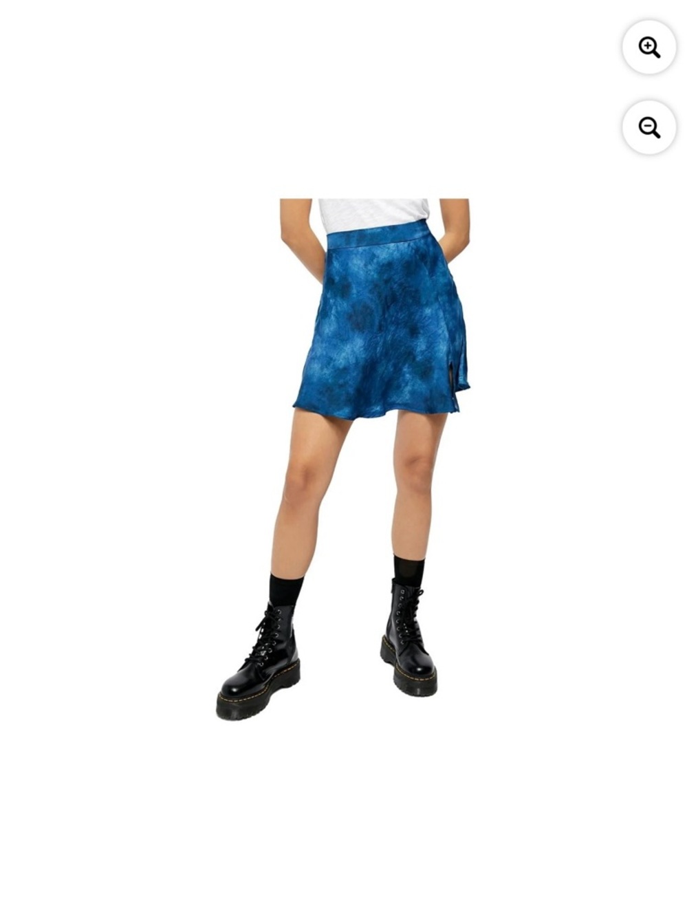 Free People Blue Tie Dye Crinkle Texture Mini Skirt Size 4 Side Slit